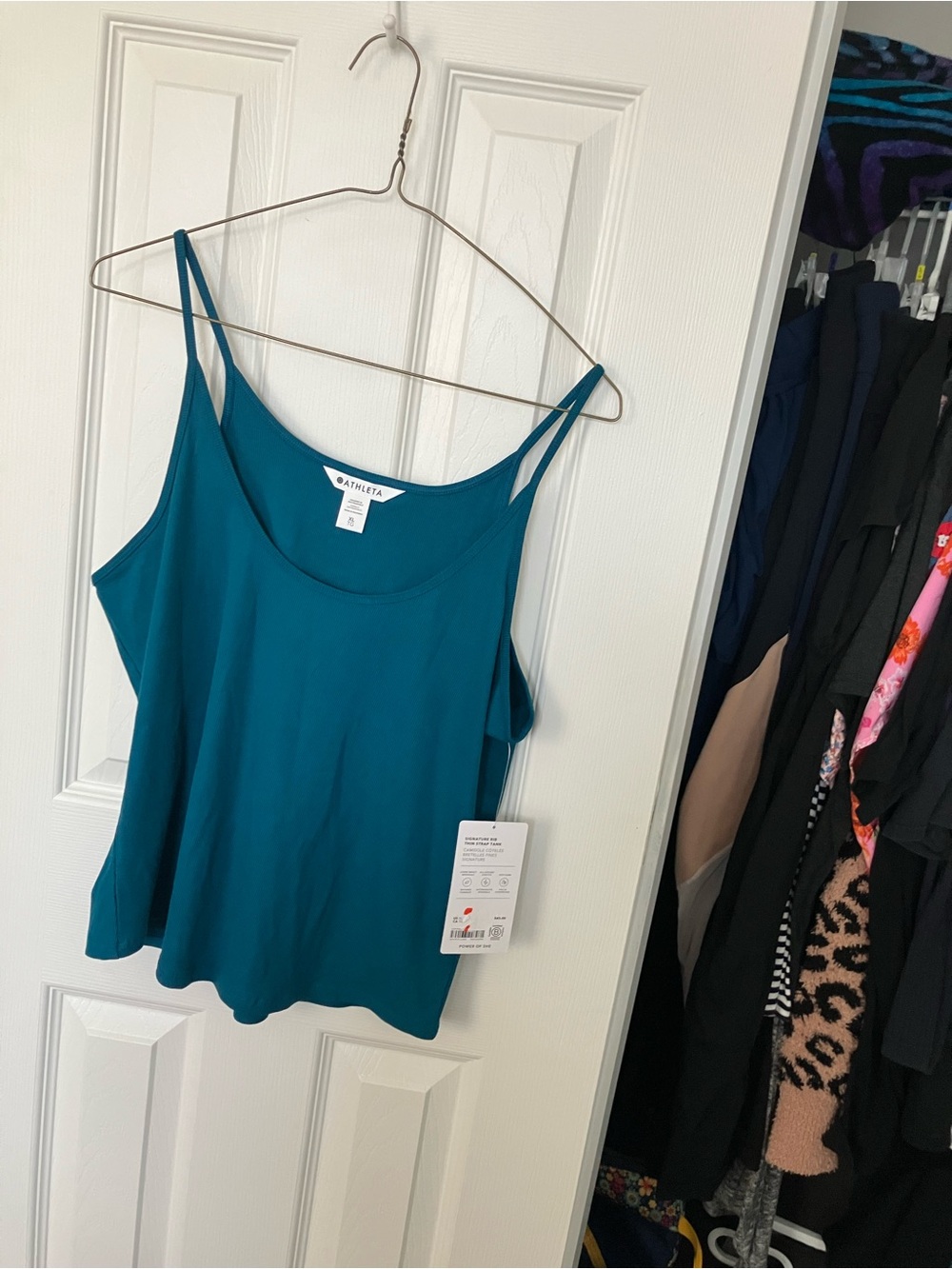Athleta Teal Signature Rib Thin Strap Tank Top